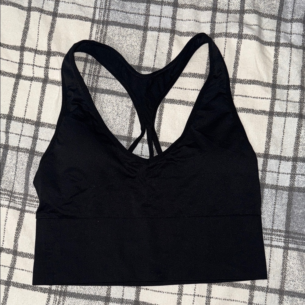 Pink Women's Black Sports Bra